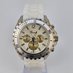 Men's Analog Watch 48MM White Dial White Plastic Bands New Battery